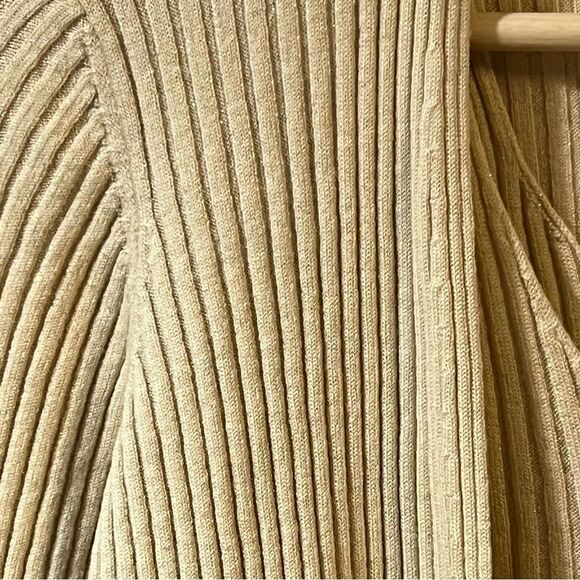 Escada Gold Metallic Wool Sweater Set Shell MED Cardigan LRG Holiday Glam Event - Picture 3 of 15